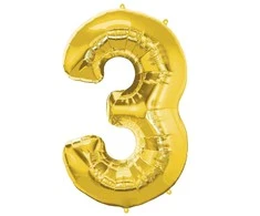 Springos Pripučiamas skaičius „3“ auksinis 40 cm