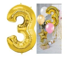 Springos Pripučiamas skaičius „3“ auksinis 40 cm
