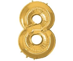 Springos Pripučiamas skaičius „8“ auksinis 40 cm gimtadieniui