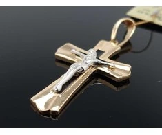 Auksinis pakabukas Kryželis su baltu auksu Praba: 585