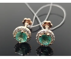 Best Diamonds Auksiniai auskarai su briliantais ir smaragdais