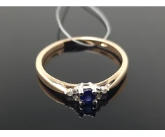 Best Diamonds Auksinis žiedas su briliantais ir safyru