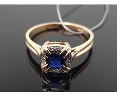 Best Diamonds Auksinis žiedas su briliantais ir safyru