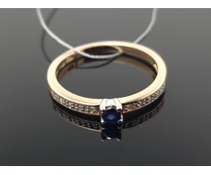 Best Diamonds Auksinis žiedas su briliantais ir safyru