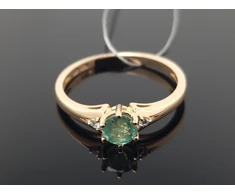 Best Diamonds Auksinis žiedas su briliantais ir smaragdu