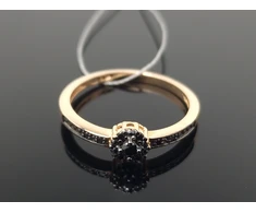 Best Diamonds Auksinis žiedas su juodais briliantais