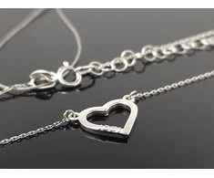 Best Diamonds Balto aukso grandinėlė Širdelė su briliantais