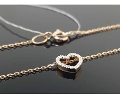 Best Diamonds Auksinė grandinėlė Širdelė su briliantais