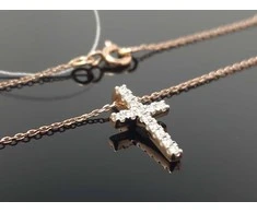 Best Diamonds Auksinė grandinėlė su Kryželiu ir briliantais