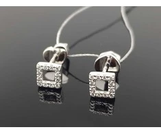 Best Diamonds Balto aukso auskarai su baltais briliantais