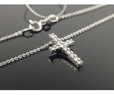 Best Diamonds Balto aukso grandinėlė su Kryželiu ir briliantais