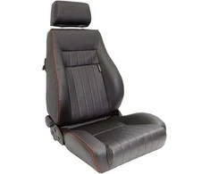 Autostyle AUTO STYLE "Retro" sportinės sėdynės iš juodos/raudonos dirbtinės odos su reguliuojamu atlošu