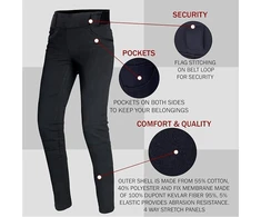 Bikers Gear Australia moterų motociklininkų leggingai Kevlar CE apsaugos juodos XL