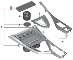 BMW 1 2 SERIES F20 F22 Centrinės konsolės daiktadėžės kilimėlis 51169396027 Originali