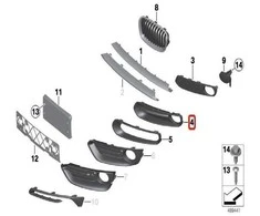 BMW 1 serijos F20 F21 priekinis uždaras rūko žibinto groteles kairysis originalus 51117341611