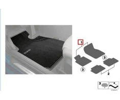 BMW 2 serijos F45 ir F46 tekstiliniai kilimėliai juodi priekyje 51472287917 Originalūs