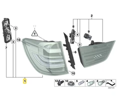 BMW 2011-2017 F25 X3 GALINIS DEŠINIS KELIAUTOJO ŠVIESOS ŽIBINTO ASAMBLĖJA OEM