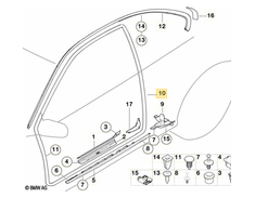 BMW 3 COUPE E46 priekinių dešinės pusės durų krašto apsaugos sandariklis originalus 51717161688