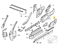Bmw 3 E36 Dešinės Apvalios Šoninės Dėžės Apatinė Dalis Originalus 41118170626