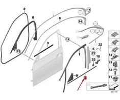 BMW 3 F30 F31 F80 M3 Channel Sealing Išorinis Durų Priekinis Dešinysis Originalus 51357298918