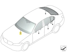 Bmw 3 G20 G21 Žali Vėjo Šiaudo Stiklas Originalus 51317477214
