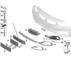 BMW 4 SERIES F32 F33 13-16 priekinio bamperio numerio ženklo laikiklis 51117297136 originalus
