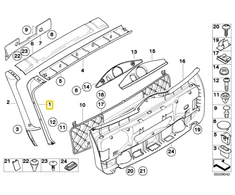 BMW 5 E61 Kairysis Šoninis Bagažinės Dėžės Dekoratyvinis Panelė Originalus 51497076861