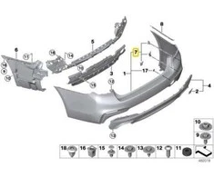 BMW 5 G30 F90 M5 Galinio PDC PMA Jutiklio Tvirtinimo Komplektas Originalus 51128073862