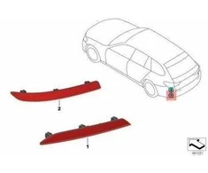 BMW 5 SERIES G30 G31 M Sport Galinio bamperio kairės pusės atšvaitas 63147851577 Originalus