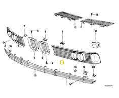 BMW 6 E24 Kairysis Priekinis Žibintas Grilis Originalus 51131839857