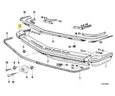 BMW 6 E24 Priekinis Dešinysis Stosstangė Originalus 51111858764