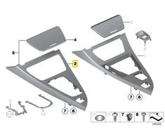BMW 6 F12 LCI 2014 2018 Juoda Aukštai Blizganti Vidurinės Konsolės Dėklas Originalus 51169320250