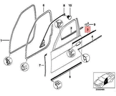 BMW 7 E38 Dešinės Durų Orinis Apatinis Originalus 51218204228