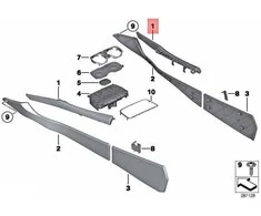 Bmw 7 F01 F02 Vidurinės Konsolės Kairysis Apdangalas Originalus 51169171225