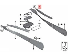 Bmw 7 F01 F02 Vidurinės Konsolės Kairysis Apdangalas Originalus 51169171225
