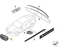 BMW 7 serija G11 G12 M Performance blizgus juodas priekinis dešinysis groteles ORIGINALUS