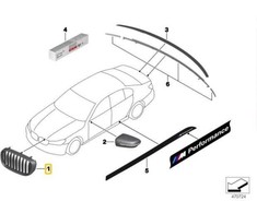 BMW 7 serija G11 G12 M Performance blizgus juodas priekinis kairysis groteles originalus