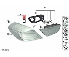 BMW Alpina M6 B6 F06 F12 F12 F13 MOS galinių žibintų tarpinių rinkinys Originalus 63217480993