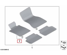 BMW Dešinės Dėžės Kilimėlis Velours Juodas 5 G30 G31 Originalus 51477489629