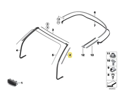 BMW Dešinės Pusės Vėjo Škliauto Laužtų Forma Tamsiai Juoda Originalus 51217267940