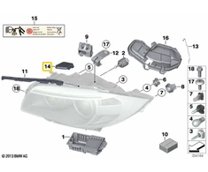 BMW Dešinės Švieslentės Dangtelis E82 E88 2006 2013 Originalus 63117046374