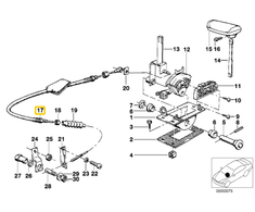 BMW E24 E28 automatinės pavarų dėžės svirties kabelis originalus 25161215255
