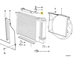 BMW E30 variklio aušinimo skysčio radiatoriaus laikiklis Originalus 17111709347