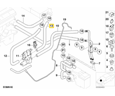 BMW E39 5 Vandenilio Vamzdžio Ir Kairiojo Radiatoriaus Šlaunis Originalus 64218367929