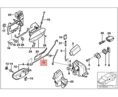 BMW E39 priekinių dešiniųjų durų rankenos Bowdeno trosas Originalus 51218211202