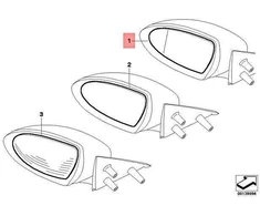 BMW E60 E61 E63 E64 veidrodžio stiklas su šildomu plačiakampiu dešiniuoju kampu originalus 51167897548