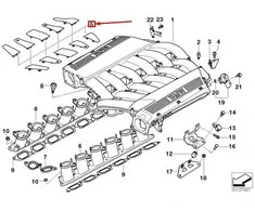 BMW E65 įsiurbimo kolektoriaus dangtelių rinkinys Originalus 11617519496