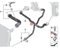 BMW E71 E81 E82 Radiatoriaus aušinimo žarnos spaustukas originalus 64216951110