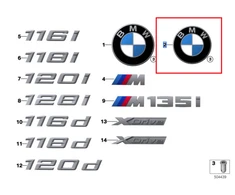 BMW Emblema 1 F40 2018 2019 Originalus 51148492586