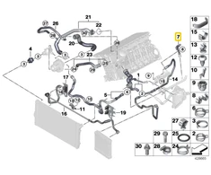 BMW Aušinimo Skysčio Žarna 5 F10 F11 7 F01 F02 Originalus 17127580962
